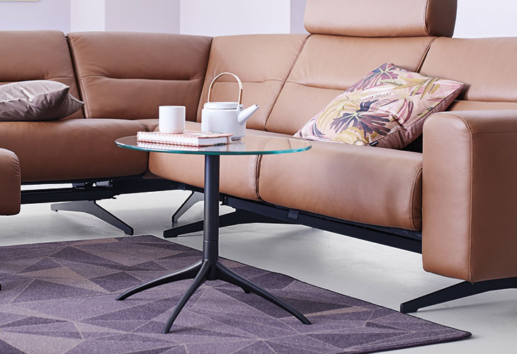 Stressless Urban S sofabord - Grå - Glas/Aluminium (55x48 cm.)
