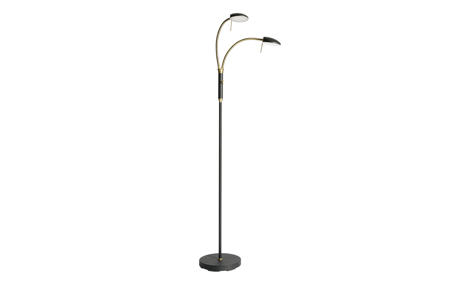 Vegas 2-arm LED gulvlampe sort med antique messing